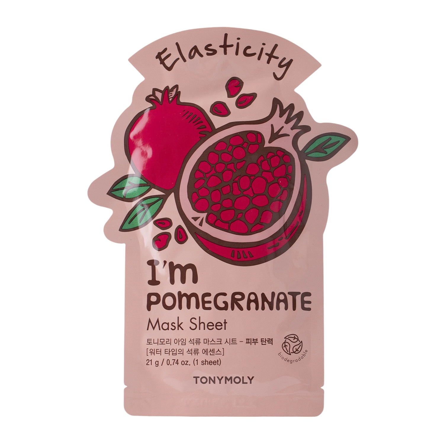 TonyMoly - I`m Real Pomegranate Sheet Mask Elasticity - Zpevňující plátýnková pleťová maska - 1ks/21 ml